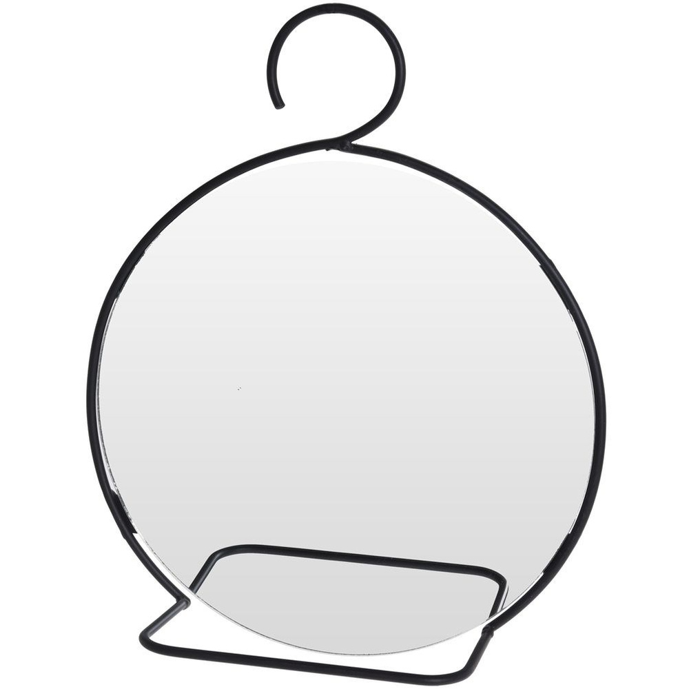 ORION Wandspiegel / Hängespiegel rund mit HAKEN Metallrahmen in Schwarz