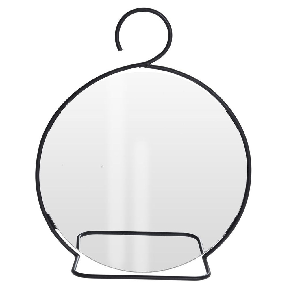 ORION Wandspiegel / Hängespiegel rund mit HAKEN Metallrahmen in Schwarz