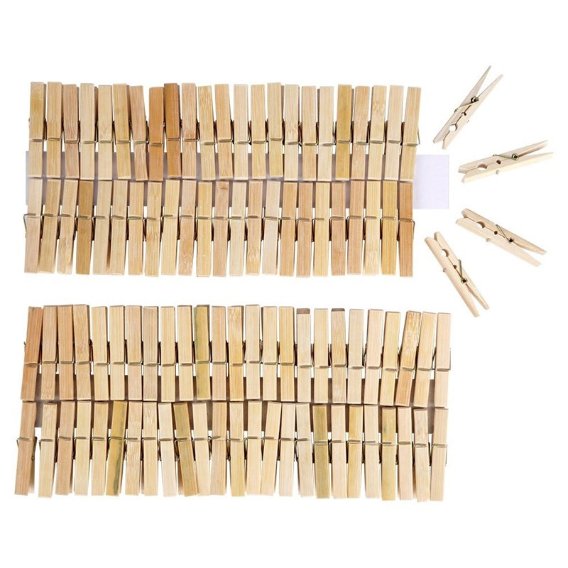 Holzklammern Wäscheklammern aus Bambusholz für Wäscheleine 100 Stück