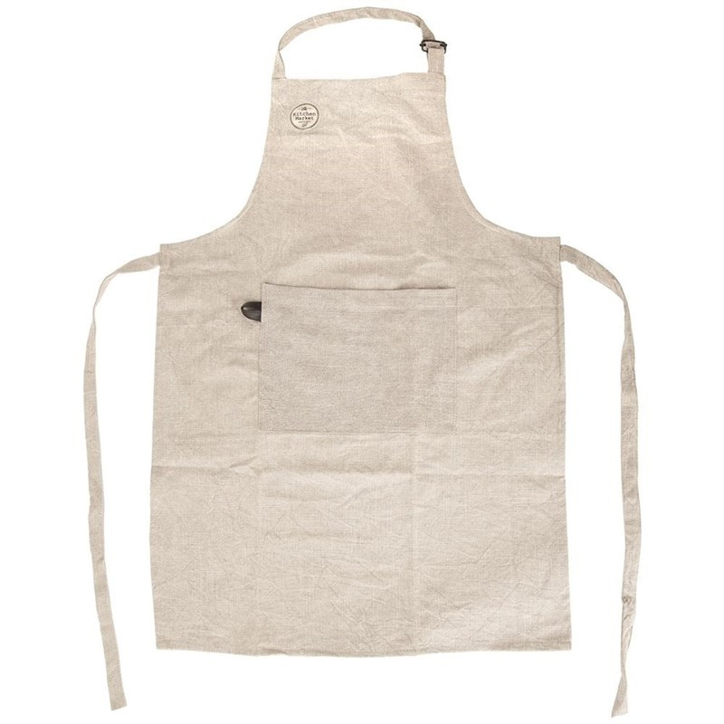 Küchenschürze Kochschürze mit Tasche mit Bindeband aus Baumwolle beige