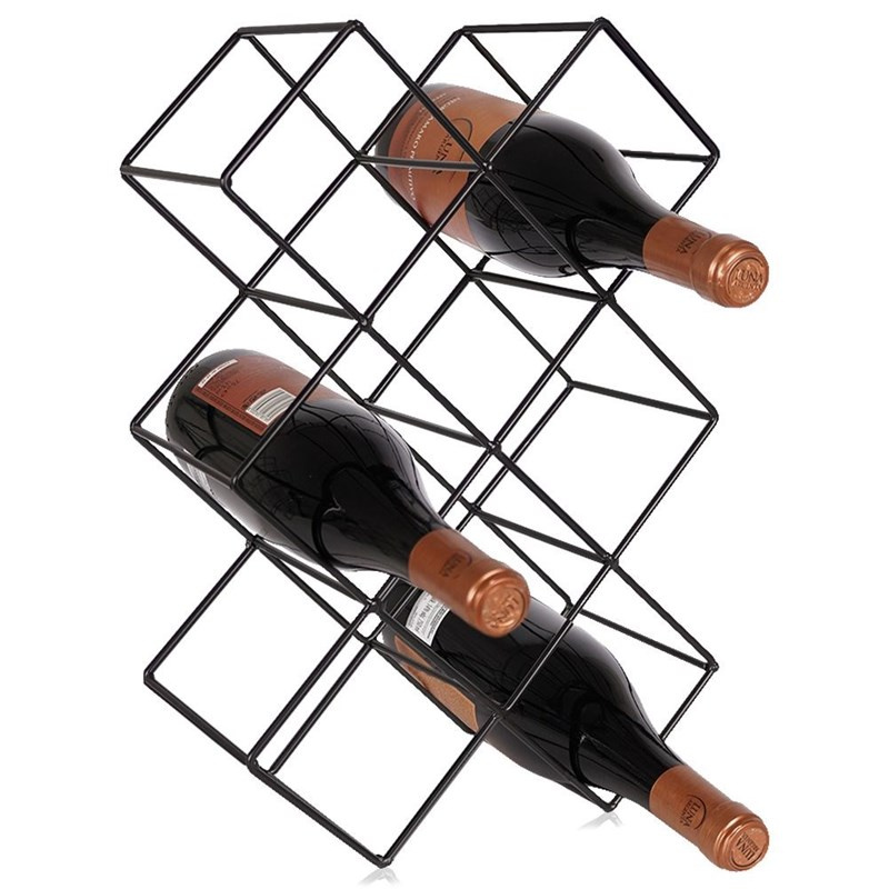 Weinregal Flaschenständer Weinhalter Flaschenregal Weinflaschenhalter aus Metall für 8 Flaschen, schwarz, 42,5 x 15,5 x 28,8 cm
