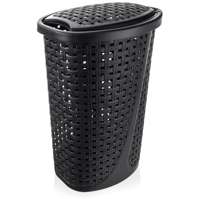 Laundry Basket Plastic Black 45 l