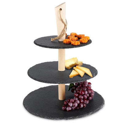 Tier Cake Stand Stone Black 3-Story 36 cm