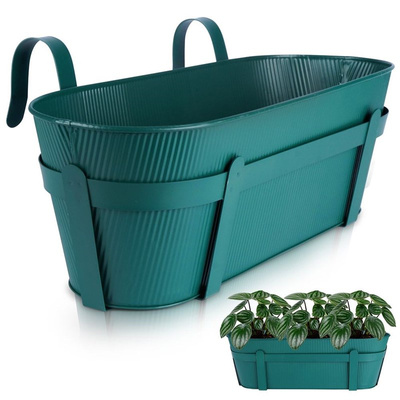 Balcony Flower Pot Metal Green 51,5 cm