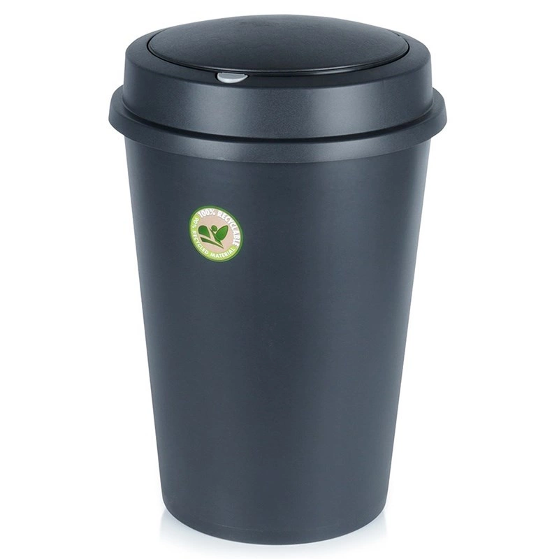 Abfalleimer Mülleimer Abfallkorb aus Kunststoff mit Deckel schwarz 47 L