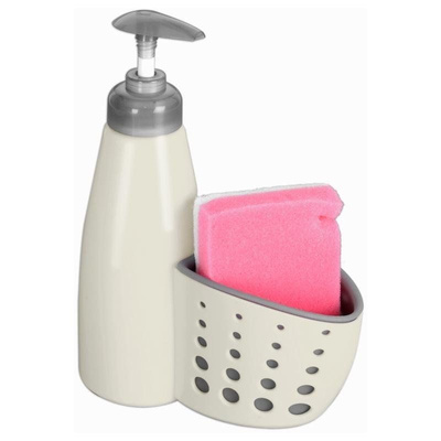 Kitchen Soap Dispenser with Sponge Holder Beige 370 ml