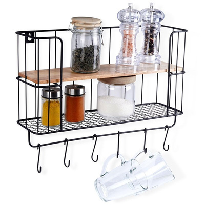 Kitchen Shelf Metal with Hangers 41x12x25,5 cm