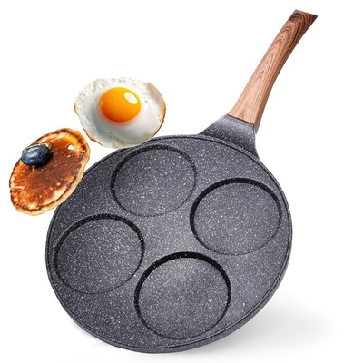 Augenpfanne Spiegelei-Pfanne Crepepfanne Pancakes-Pfanne aus Granit 4 Löcher BLACK&WOOD 26 cm