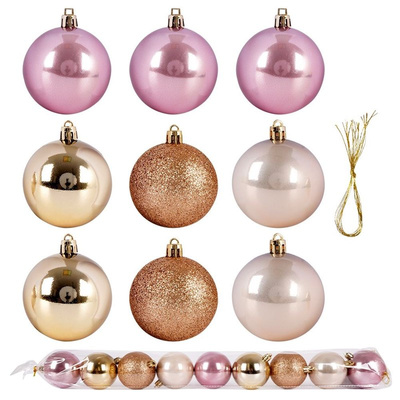 Christmas Baubles Pink Unbreakable 6 cm 9 pcs