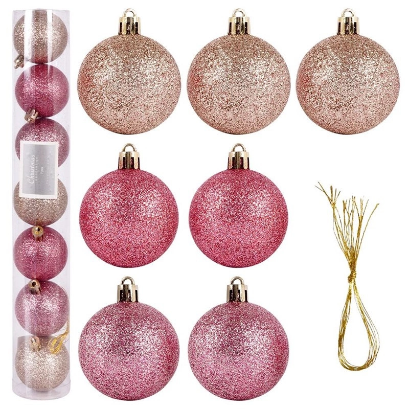 Bombki choinkowe różowe nietłukące 5 cm 7 szt.