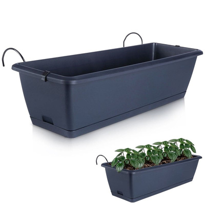 Balcony Flower Pot Plastic Gray 59 cm