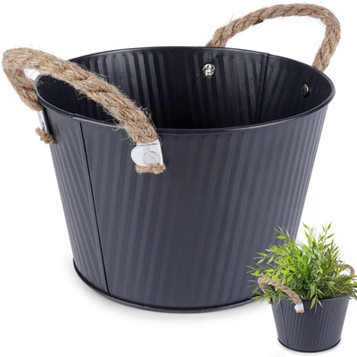 Plant Pot Metal Black 19,5x13 cm