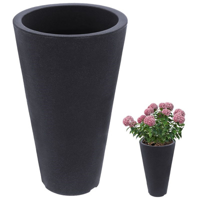 Garden Flower Pot Plastic Gray Round 28x45 cm