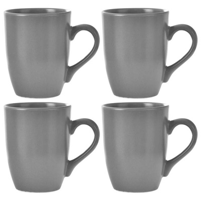 Keramikbecher Keramiktasse Kaffeetasse Teetasse grau mit Henkel mikrowellengeeignet 4x350 ml Set ALFA