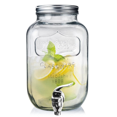 Getränkespender Wasserspender Glas Zapfhahnflasche mit Zapfhahn und Deckel 4 L für Limonade Säfte