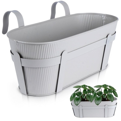 Balcony Flower Pot Metal Gray 37,5 cm