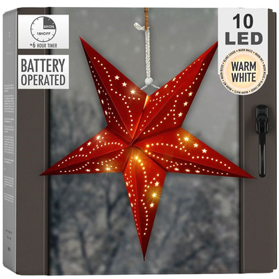 Lighted Star Velvet Red Hanging 60 cm