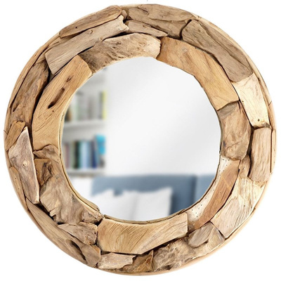 Wall Mirror Wooden Round 51 cm