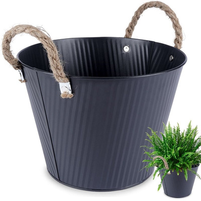 Plant Pot Metal Black 23x17 cm