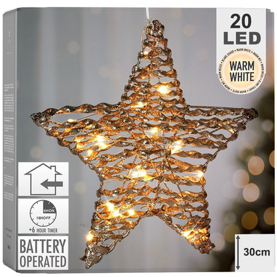 Lighted Star Gold 20 LED 30 cm