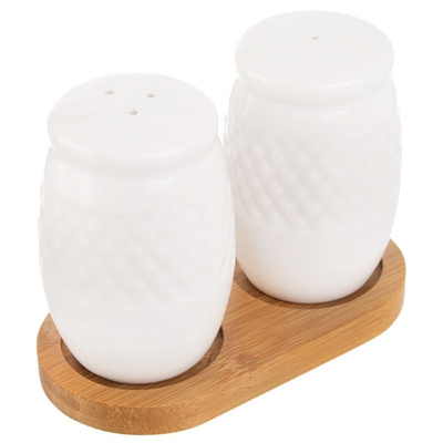 Salt and Pepper Shakers Porcelain with a Stand WHITELINE 3 pcs