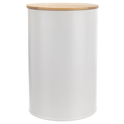 Food Container Metal White with Bamboo Lid WHITELINE 800 ml