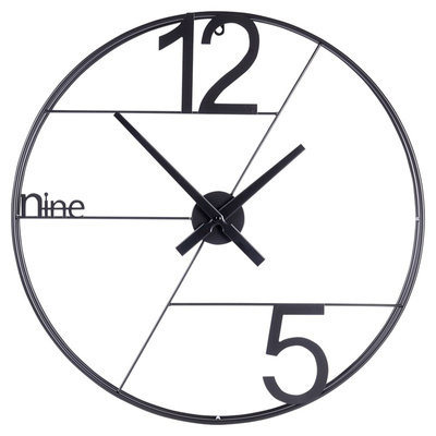 Wall Clock Metal Black 58 cm