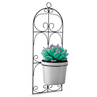 Wall Flower Holder Metal Black 19x52 cm