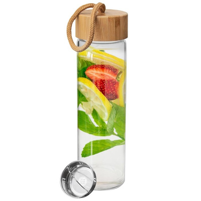 Glasflasche Wasserflasche Trinkflasche aus Glas mit Siebeinsatz 500 ml