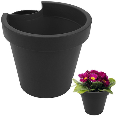 Flower Pot Gutter Hanging Plastic Black 24 cm