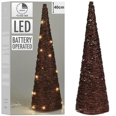 Luminous Christmas Cone Tree Brown 20 LED 36,5 cm