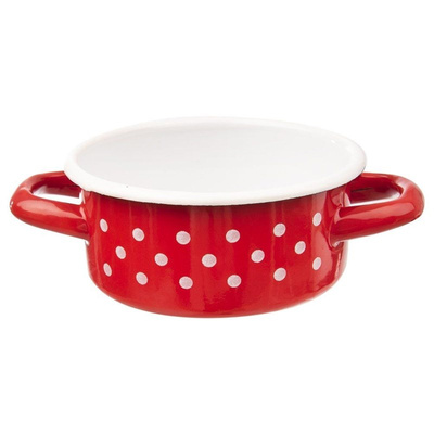 Pot Enamel Red Polka Dots TECKA 12 cm, 600 ml