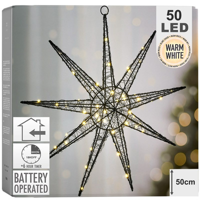 Lighted Star Black 50 LED Hanging 50 cm