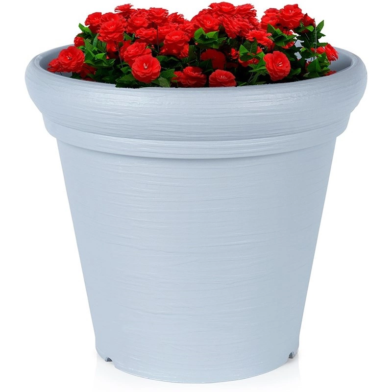 Doniczka ogrodowa plastikowa szara okrągła 38x34 cm