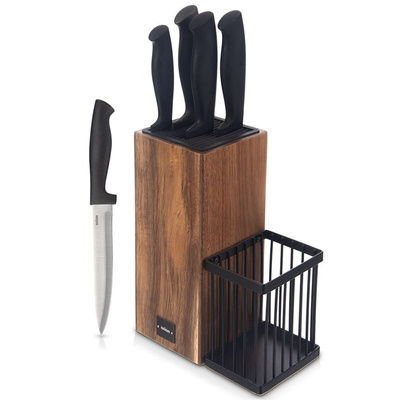 Knife Set with Holder BLACK 6 pcs