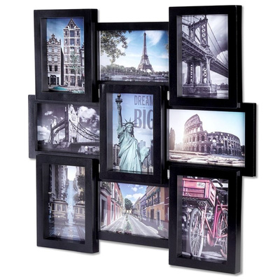 Photo Frame Black Multi-Frame for 9 Photos 45x45 cm