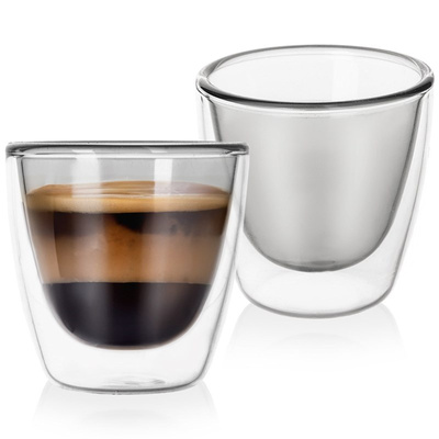 Double Walled Glass with Double Walls for Espresso Coffee DOUBLE 90 ml 2 pcs