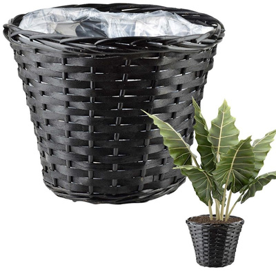 Plant Pot Wicker Black 30x25 cm