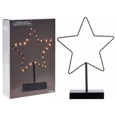 Lighted Star Metal Black 30 LED 34 cm