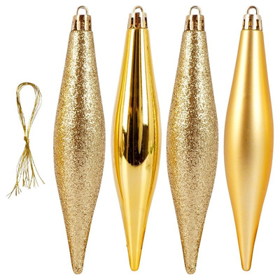 Christmas Baubles Golden Icicles Unbreakable 15 cm 4 pcs