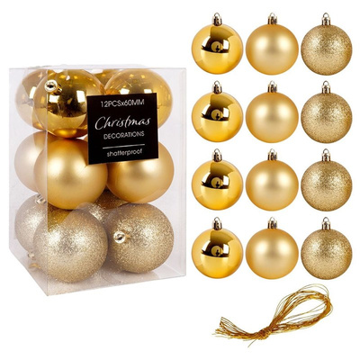 Christmas Baubles Golden Unbreakable 6 cm 12 pcs