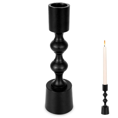 Candle Holder Aluminum Black 16,5 cm