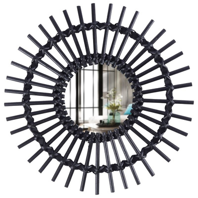 Wall Mirror Wooden Black 50 cm