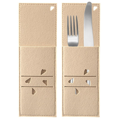 Cutlery Pouch Beige HEART 2 pcs