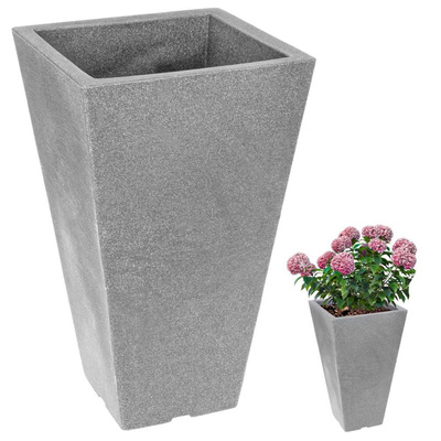 Garden Flower Pot Plastic Gray Square 27x45,5 cm