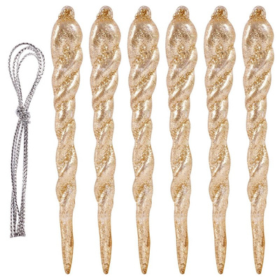 Christmas Tree Decorations Acrylic Icicles Golden 12 cm 6 pcs