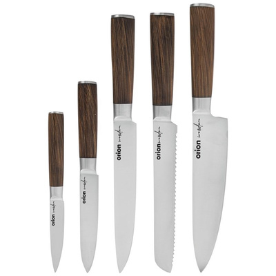 Knife Set Steel WOODEN 5 pcs