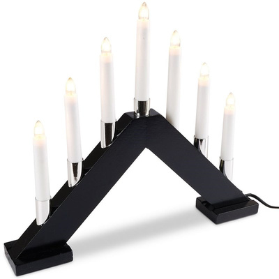 Candle Bridge Wooden 7 LED Lamps Black 39,5x34,5 cm