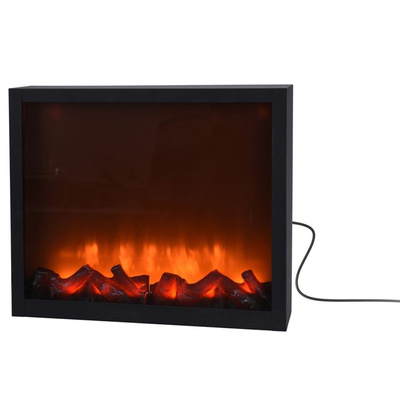 Led Electric Fireplace Metal Black 41x25 cm