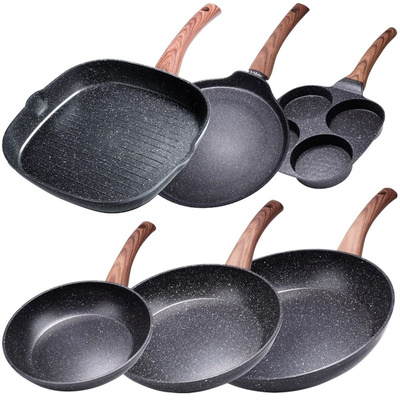 Egg Pan Granite 4 Holes BLACK&WOOD 19x19 cm